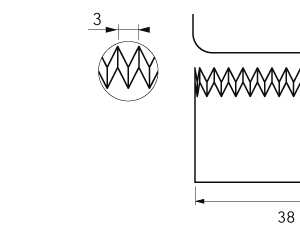 Cuchilla perforadora asa dentada, 38x23,8x0,7mm, paso de dientes 3mm, bisel sencillo