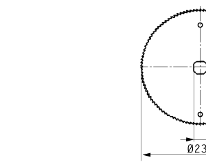 Sierra circular para EFA, diámetro 230 mm, eje cuadrado 27,4mm, espesor 1,4mm, 120 dientes