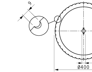 Cuchilla circular para BAADER FBK 0524, 400x24x5mm, 44 ranuras 9x4, 2 agujeros, Nº.94010524