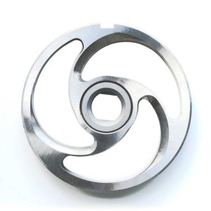Placa precorte para Sistema UNGER. Tipo E 130 TURBO INOX. 3 agujeros. Exterior Ø130mm. Ejes A-32mm B-23x19mm
