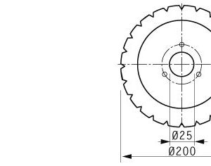 Cuchilla circular 200x25x2,5 mm bisel sencillo 3 agujeros 24 ranuras