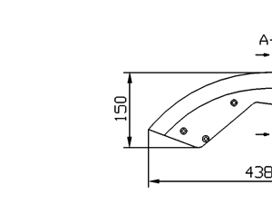 Cuchilla chuletera para HOLAC, AHO 30, tipo WS 150, cuchilla ´S´ rebordeada, 438x150mm, No. 16-3057-0