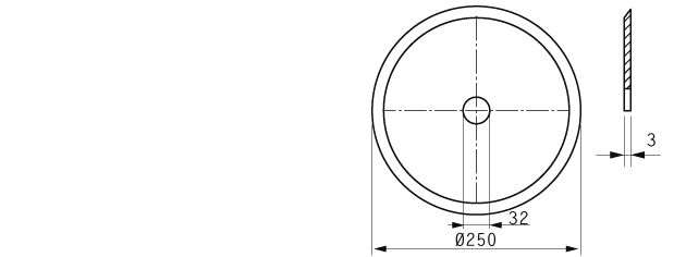 Cuchilla circular 250x32x3mm, filo liso, bisel sencillo