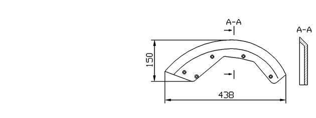 Cuchilla chuletera para HOLAC, AHO 30, tipo WS 150, cuchilla ´S´ rebordeada, 438x150mm, No. 16-3057-0