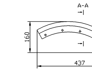 Cuchilla chuletera para HOLAC AHO 52, tipo VS 28 S, cuchilla `S` con relieve, alto 160mm, 437x160mm, HOLAC No. 40-1064-1/0