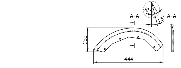 Cuchilla chuletera para HOLAC, AHO 48, 444x152mm, con relieve, filo 30º, como 23-3366-0/2