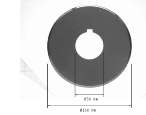 Cuchilla circular, 150x50x0,5mm, doble bisel, filo liso, con chaveta