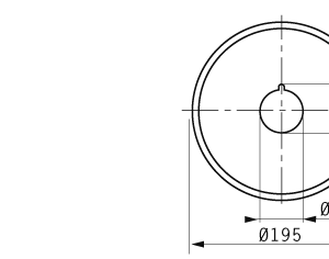 Cuchilla circular, 195x50x1,5mm, doble bisel, filo liso, con ranura arrastre 6x8mm, acero 1.4034