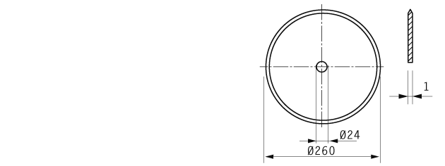 Cuchilla circular 260x24x1mm, filo liso, doble bisel