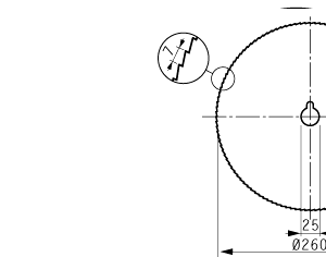 Cuchilla circular dentada 260x25x2,75mm, bisel sencillo, paso de dientes 7 mm, cortada al laser