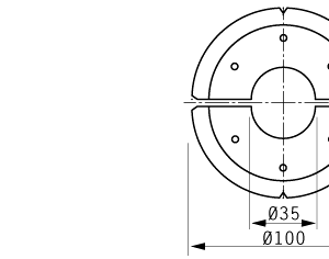 Cuchilla circular, 100x35x1mm, filo con 4 ranuras en V, doble bisel, , dividida, 6 agujeros
