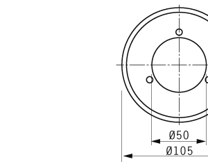 Cuchilla circular, 105x50x1mm, filo liso, doble bisel, 3 roscas