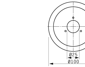 Cuchilla circular, 100x25x3mm, bisel sencillo, filo liso, 3 roscas, material acero inoxidable 440, dureza 56-58Hrc