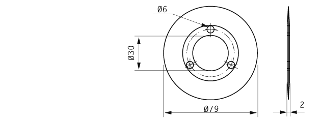 Cuchilla circular para ULMA Ø79x30x2mm, filo liso, bisel doble