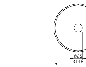 Cuchilla circular 148x25x1mm; bisel sencillo, 12 muescas, tratamiento electropulido