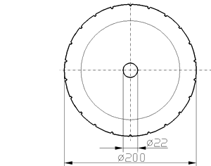 Cuchilla circular para BAADER 221, 200x22x3mm, 22 ranuras, bisel sencillo + contrabisel, tratamiento electropulido, Nº.94010148