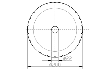 Cuchilla circular para BAADER 221 FBK 0151, 200x22x3mm, 22 ranuras 3x2mm, bisel sencillo, Nº.94010151