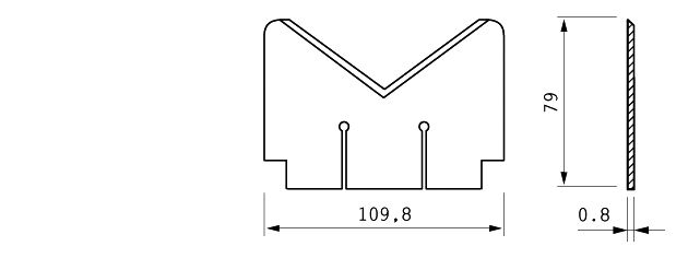 Cuchilla compatible con TVM MAREL, 109,8x79x0,8mm, 2 agujeros, doble bisel forma V , como Nº 37708010403682