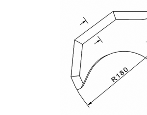 Cuchilla cutter para TALSA, 50L, radio 180mm, 4 cortes, con nariz, eje 54x45,2mm