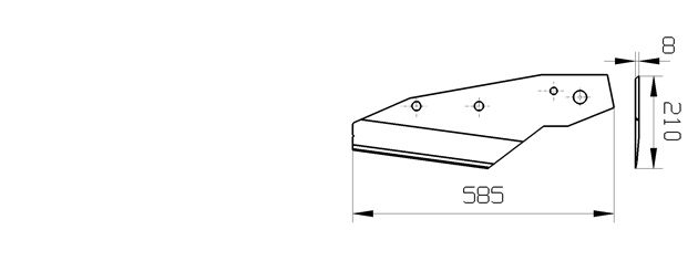Cuchilla abrir canales para DURAND, 585x210x8mm, SDU Izquierda