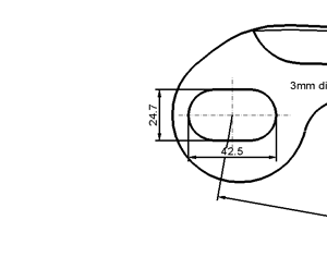 Cuchilla cutter, radio 125,5 mm, eje 42,5x24,7mm, espesor 3mm