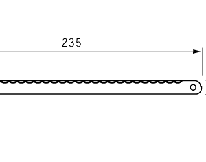 Cuchilla cortar dados para RÜHLE, 235x12,5x1,2mm, filo ondulado, doble bisel