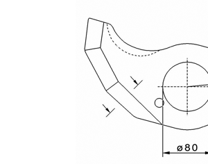 Cuchilla cutter para YANAGIYA, doble ala, espesor 8,0mm, radio 190mm, fijación D80