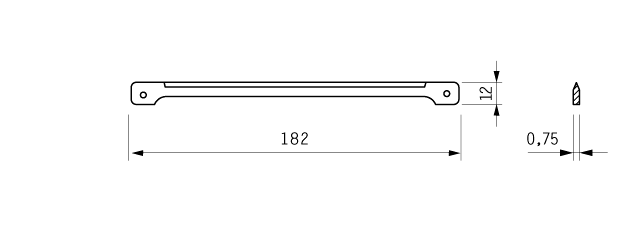 Cuchilla cortar dados para TREIF SV negativo, 182x12x0,75mm, filo liso, doble bisel, No. 58752