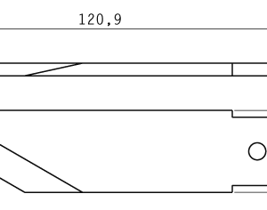 Cuchilla grapadora, 120,9x24/19,95x3,7mm, bisel sencillo