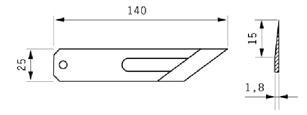 Cuchilla grapadora para POLYCLIP, 140x25x1,8mm, 1 agujero