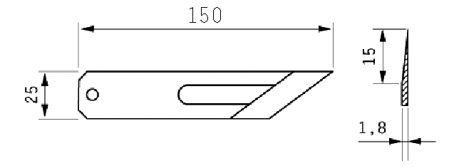 Cuchilla grapadora para POLYCLIP, 150x25x1,8mm, 1 agujero
