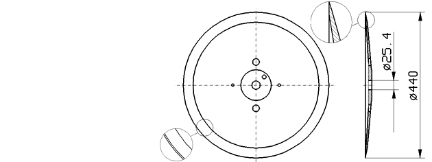 Cuchilla loncheadora para DIXIE, Ø440mm, cromada, filo liso 0°, pesada