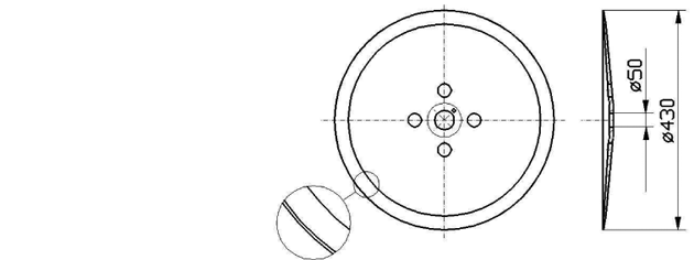 Cuchilla loncheadora para WEBER, Ø430 mm; teflonada; filo liso, calidad standard