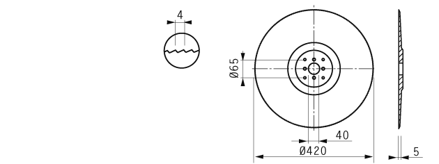 Cuchilla loncheadora para TECNOPESA B-S 450, Ø420mm, cromado duro, dentada