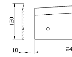 Cuchilla congelado para MAGURIT GMA 17, 245x120x10mm, filo liso, bisel sencillo izquierda