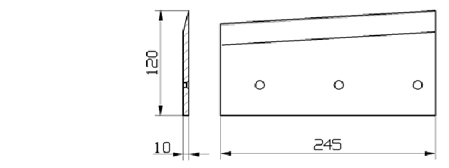 Cuchilla congelado para MAGURIT GMA 17, 245x120x10mm, filo liso, bisel sencillo izquierda
