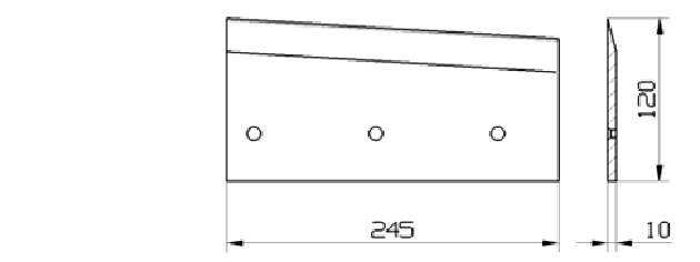 Cuchilla congelado para MAGURIT GMA 16 , 245x120x10mm, filo liso, bisel sencillo derecha