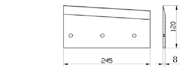 Cuchilla congelado para MAGURIT, 245x120x8mm, filo liso, bisel sencillo derecha