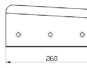 Cuchilla congelado para MAGURIT GMA, 260x120x8mm, filo liso, bisel sencillo derecha