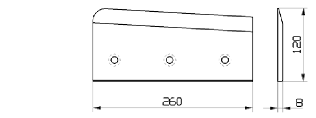 Cuchilla congelado para MAGURIT GMA, 260x120x8mm, filo liso, bisel sencillo derecha
