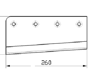 Cuchilla congelado para LASKA 260 GLA, 260x123x10mm, filo liso, bisel sencillo con fase, derecha