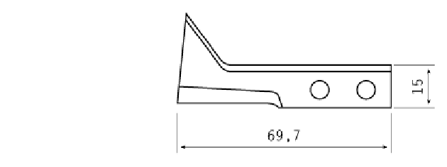 Cuchilla congelado para MAGURIT, 69,7x15/34,5x3mm, filo liso