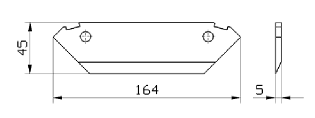Cuchilla congelado para LASKA GLA 03/Q, 164x45x5mm, filo liso, bisel sencillo