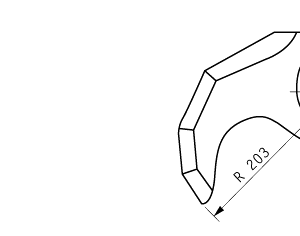 Cuchilla cutter para T-VALL, forma original, 70L, radio 203mm, 4 cortes