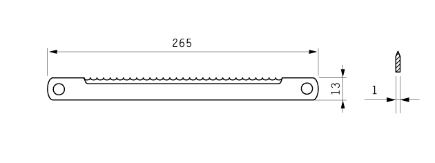 Cuchilla cortar dados para TREIF, 265x13x1mm, filo ondulado, bisel sencillo