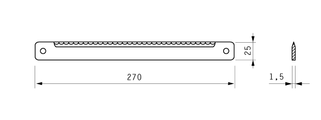 Cuchilla cortar dados para HOLAC, 270x25x1,5mm, filo ondulado, No. 16-0186-1