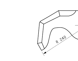 Cuchilla cutter para CATO, 150L, radio 240mm, eje 75mm, 4 cortes
