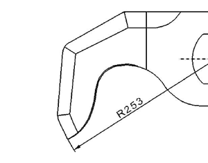 Cuchilla cutter para CATO CT, 150L, radio 253mm, 4 cortes, eje 75mm