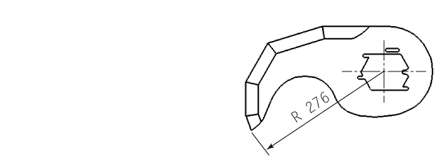 Cuchilla cutter para SEYDELMANN, forma 4EE, 200L, radio 276mm, eje 70mm