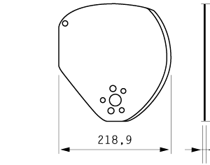 Cuchilla compatible con MAREL 241x218,9x1,2mm, radio 195mm, filo liso, doble bisel, tratamiento electropulido